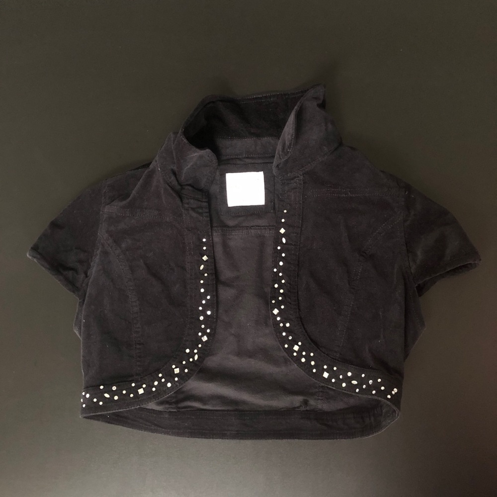 Justice Girl’s Cropped Velvet Denim Jacket